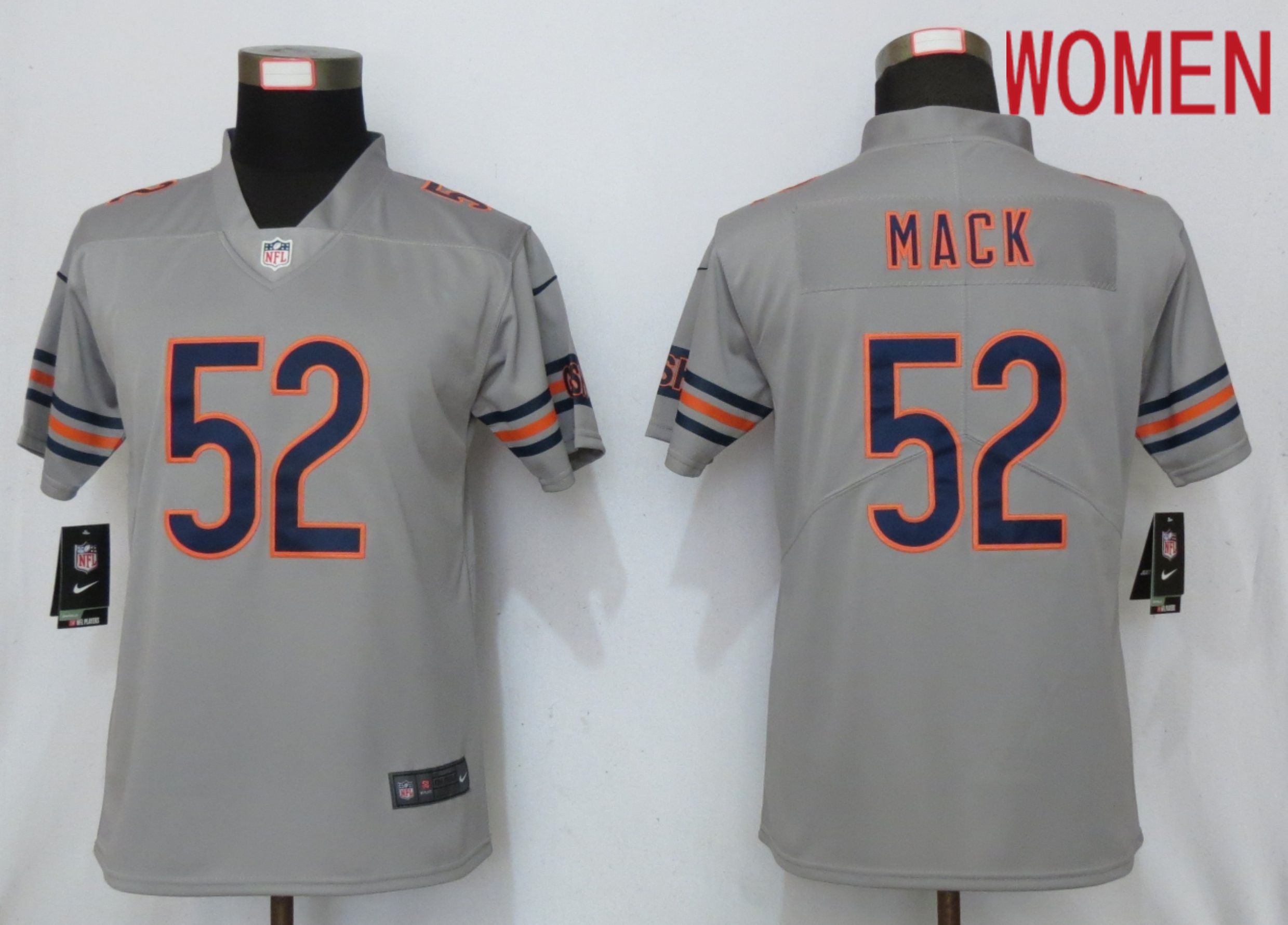 Women Chicago Bears 52 Mack Grey 2019 Vapor Untouchable Nike Silver Inverted Elite Playe NFL Jerseys